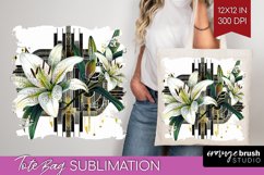 Vintage Flowers Tote Bag - Art Deco Tote Bag PNG Sublimation Product Image 1