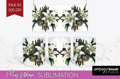 Vintage Flowers Mug Wrap - Art Deco Mug PNG Sublimation Product Image 1