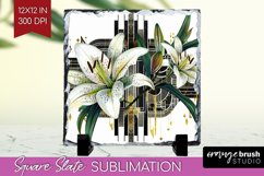 Vintage Flowers Slate PNG - Art Deco Square Slate Product Image 1