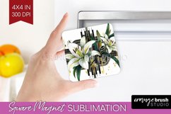 Vintage Flowers Magnet Sublimation - Art Deco Square Magnet Product Image 1