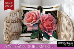 Vintage Flowers Pillow Sublimation - Art Deco Pillow Cover Product Image 1