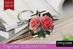 Vintage Flowers Keychain PNG - Art Deco Keychain Sublimation Product Image 1