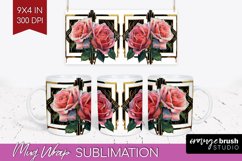 Vintage Flowers Mug Wrap - Art Deco Mug PNG Sublimation Product Image 1