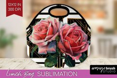 Vintage Flowers Lunch Bag - Art Deco Lunch Bug PNG Product Image 1