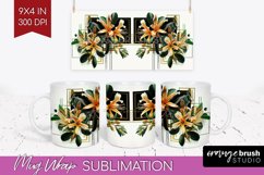 Vintage Flowers Mug Wrap - Art Deco Mug PNG Sublimation Product Image 1