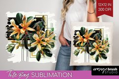 Vintage Flowers Tote Bag - Art Deco Tote Bag PNG Sublimation Product Image 1