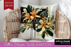 Vintage Flowers Pillow Sublimation - Art Deco Pillow Cover Product Image 1