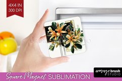 Vintage Flowers Magnet Sublimation - Art Deco Square Magnet Product Image 1