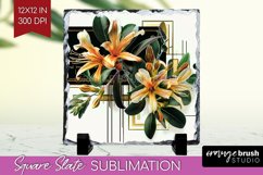 Vintage Flowers Slate PNG - Art Deco Square Slate Product Image 1