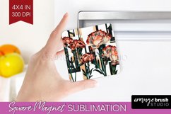 Vintage Flowers Magnet Sublimation - Art Deco Square Magnet Product Image 1