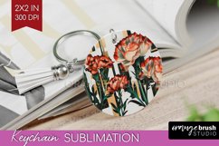 Vintage Flowers Keychain PNG - Art Deco Keychain Sublimation Product Image 1