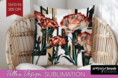 Vintage Flowers Pillow Sublimation - Art Deco Pillow Cover Product Image 1
