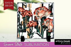Vintage Flowers Slate PNG - Art Deco Square Slate Product Image 1