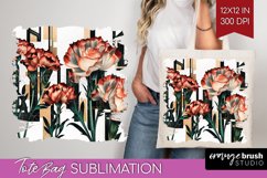 Vintage Flowers Tote Bag - Art Deco Tote Bag PNG Sublimation Product Image 1