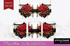 Vintage Flowers Mug Wrap - Art Deco Mug PNG Sublimation Product Image 1