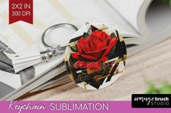 Vintage Flowers Keychain PNG - Art Deco Keychain Sublimation Product Image 1