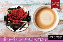 Vintage Flowers Round Coaster - Art Deco Coaster PNG Product Image 1