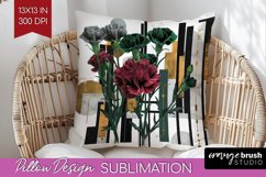 Vintage Flowers Pillow Sublimation - Art Deco Pillow Cover Product Image 1