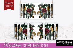 Vintage Flowers Mug Wrap - Art Deco Mug PNG Sublimation Product Image 1