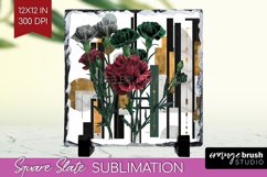 Vintage Flowers Slate PNG - Art Deco Square Slate Product Image 1