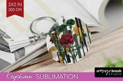 Vintage Flowers Keychain PNG - Art Deco Keychain Sublimation Product Image 1