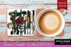 Vintage Flowers Square Coaster - Art Deco Coaster PNG Product Image 1