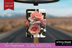 Vintage Flowers Air Freshener PNG - Art Deco PNG Sublimation Product Image 1