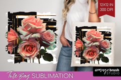 Vintage Flowers Tote Bag - Art Deco Tote Bag PNG Sublimation Product Image 1