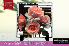 Vintage Flowers Slate PNG - Art Deco Square Slate Product Image 1