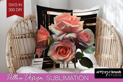 Vintage Flowers Pillow Sublimation - Art Deco Pillow Cover Product Image 1