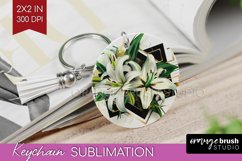 Vintage Flowers Keychain PNG - Art Deco Keychain Sublimation Product Image 1