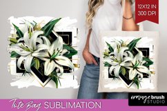 Vintage Flowers Tote Bag - Art Deco Tote Bag PNG Sublimation Product Image 1