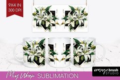 Vintage Flowers Mug Wrap - Art Deco Mug PNG Sublimation Product Image 1
