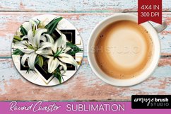 Vintage Flowers Round Coaster - Art Deco Coaster PNG Product Image 1