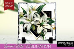 Vintage Flowers Slate PNG - Art Deco Square Slate Product Image 1