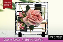 Vintage Flowers Slate PNG - Art Deco Square Slate Product Image 1