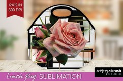 Vintage Flowers Lunch Bag - Art Deco Lunch Bug PNG Product Image 1