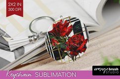 Vintage Flowers Keychain PNG - Art Deco Keychain Sublimation Product Image 1