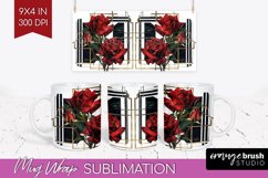 Vintage Flowers Mug Wrap - Art Deco Mug PNG Sublimation Product Image 1