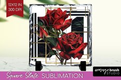 Vintage Flowers Slate PNG - Art Deco Square Slate Product Image 1