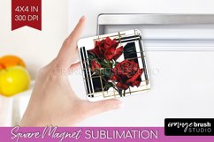 Vintage Flowers Magnet Sublimation - Art Deco Square Magnet Product Image 1