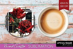 Vintage Flowers Round Coaster - Art Deco Coaster PNG Product Image 1