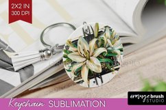 Vintage Flowers Keychain PNG - Art Deco Keychain Sublimation Product Image 1