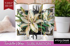 Vintage Flowers Tumbler Wrap - Art Deco Tumbler PNG Product Image 1