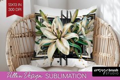 Vintage Flowers Pillow Sublimation - Art Deco Pillow Cover Product Image 1