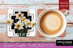 Vintage Flowers Square Coaster - Art Deco Coaster PNG Product Image 1