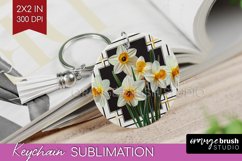 Vintage Flowers Keychain PNG - Art Deco Keychain Sublimation Product Image 1