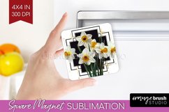 Vintage Flowers Magnet Sublimation - Art Deco Square Magnet Product Image 1