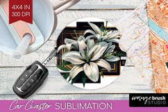 Vintage Flowers Car Coaster - Art Deco Coaster PNG Product Image 1