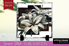 Vintage Flowers Slate PNG - Art Deco Square Slate Product Image 1